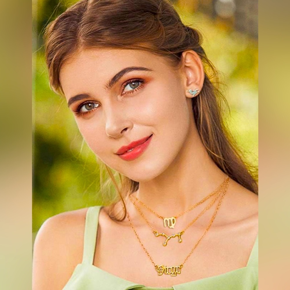 Gold Layered zodiac Necklace set